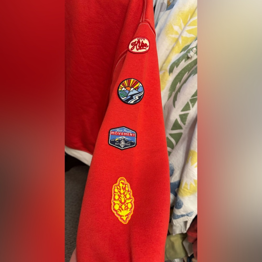 NWOT Free People FP Movement All Star Patch Pullover - red patch combo - XS - Picture 8 of 9
